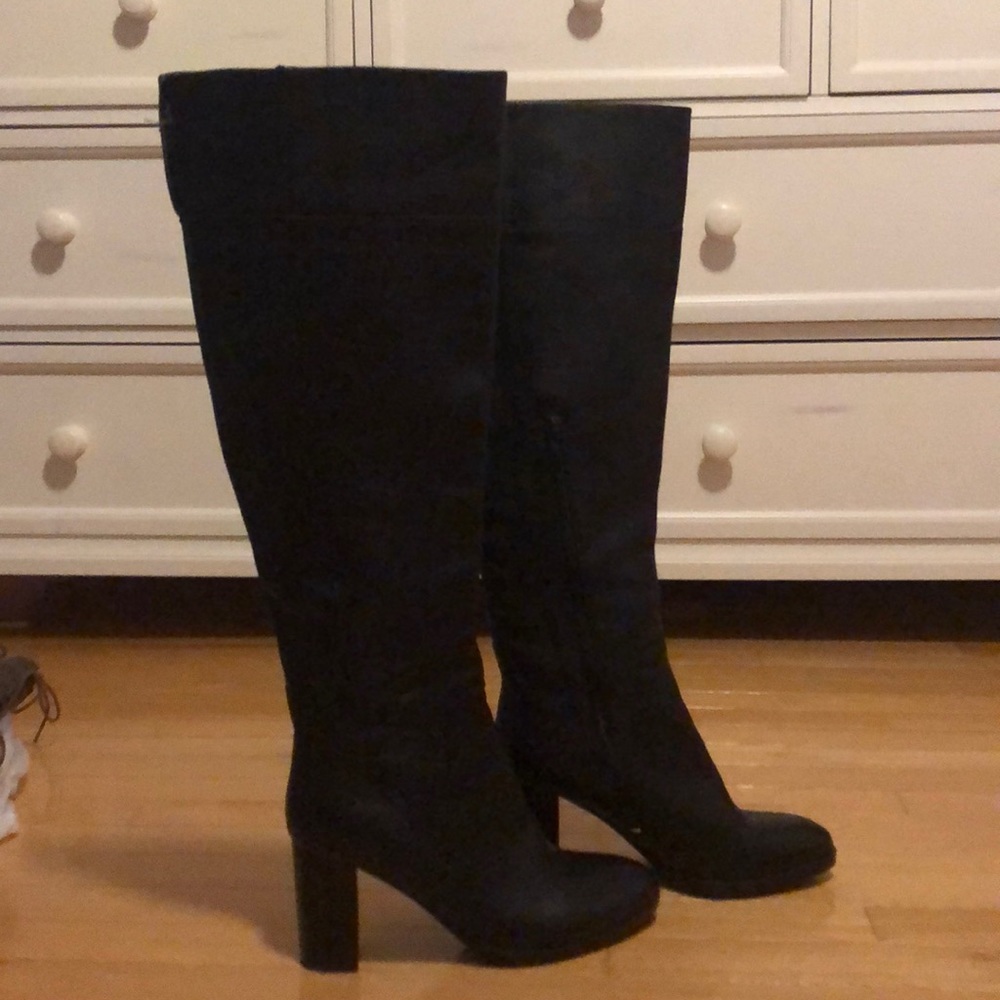 Over the knee heeled leather boots